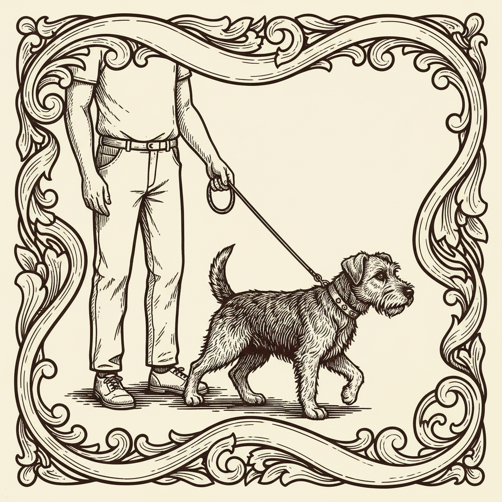 Happy dog on a walk in a sunny park wearing a harness — Walk Essentials collection
