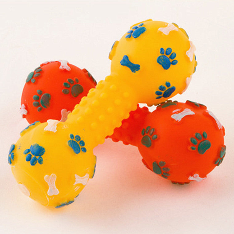 Silicone squeaky fetch dumbbell dog toy