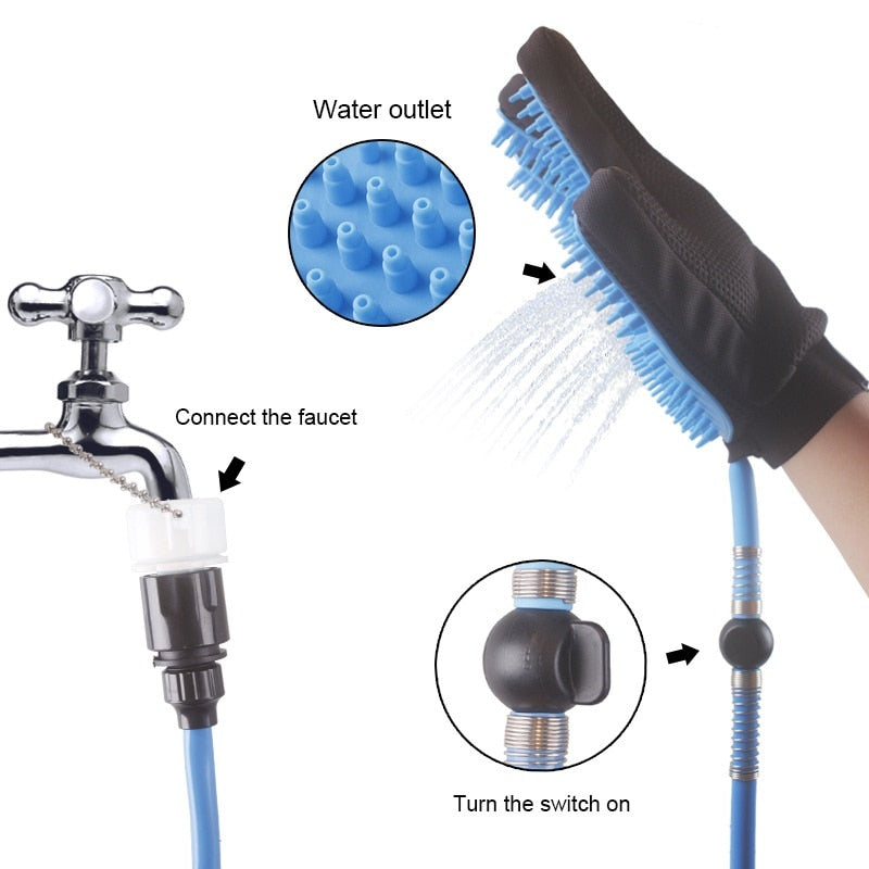 Pet bathing sprayer massage glove