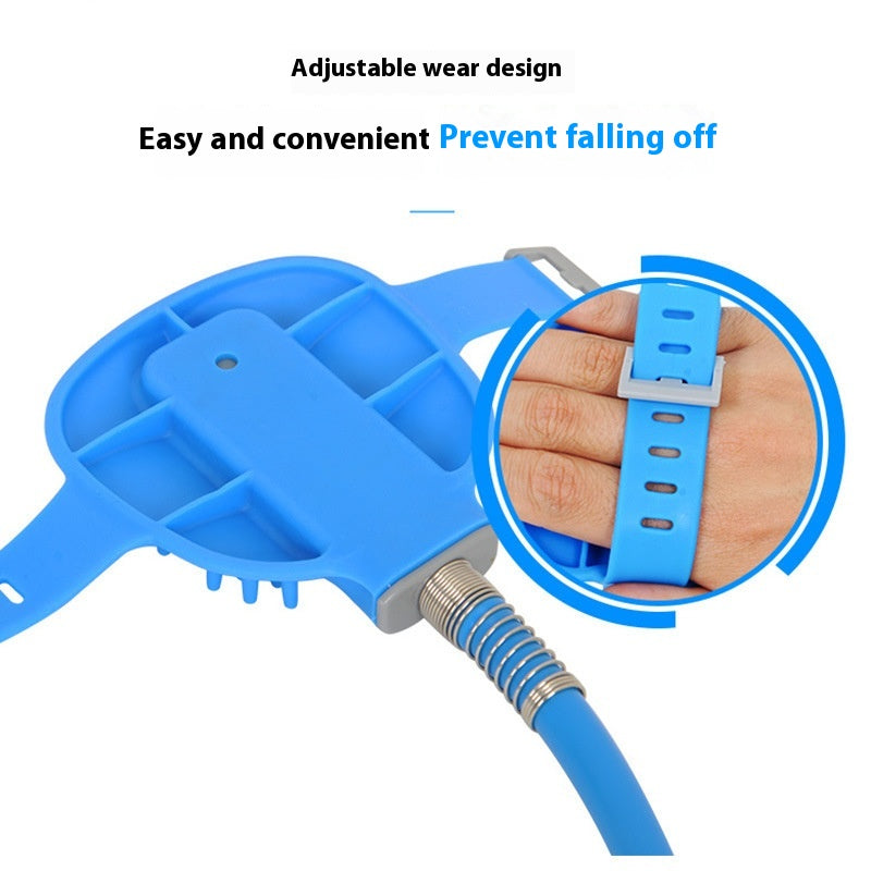 Handheld dog shower scrubber