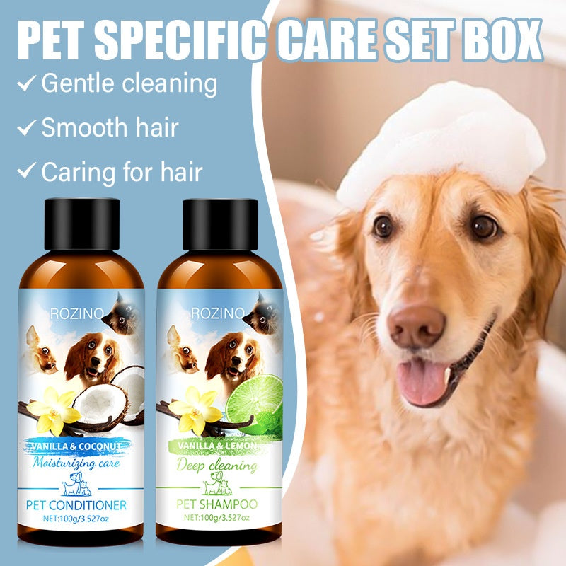 Deodorising pet wash and care set