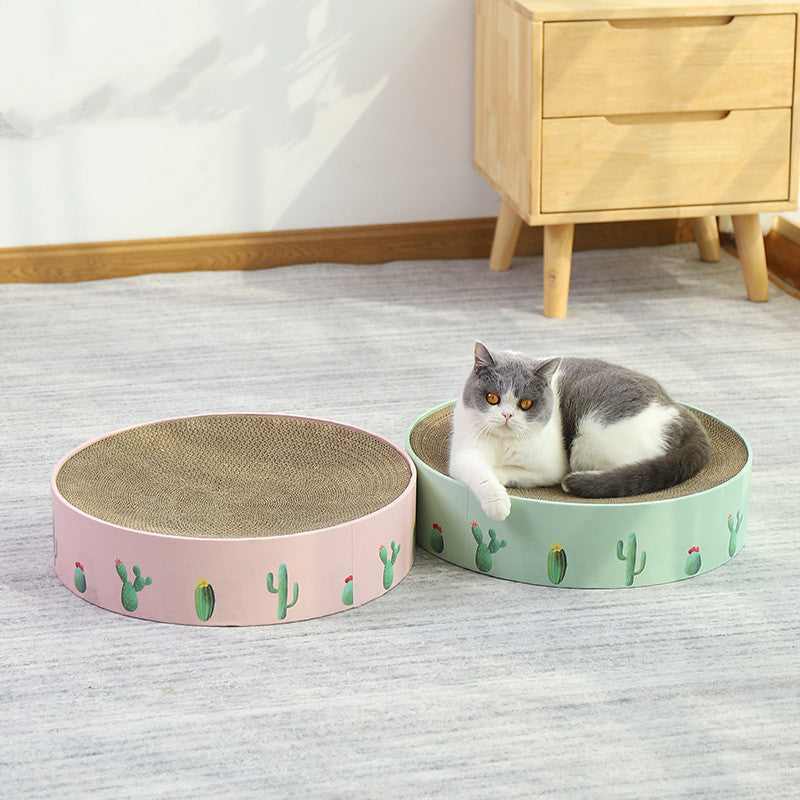 Langlebiges, rundes Katzenkratzbrett, Bett und Spielzeug