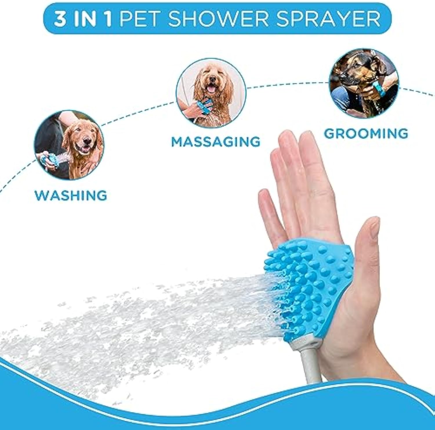 Pet bathing tool with hose adapters